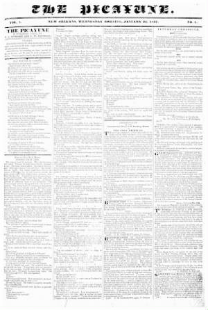 TodayInNewOrleansHistory/1837January25ThePicayuneFirstEditionPage1.jpg