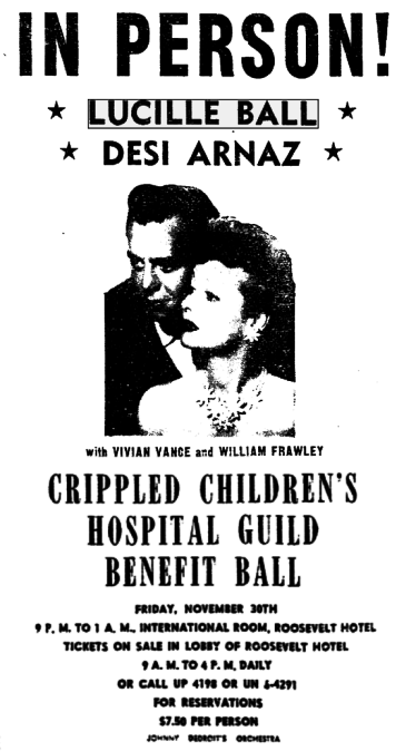 TodayInNewOrleansHistory/1956November30LucilleBallFundRaiserAd.gif